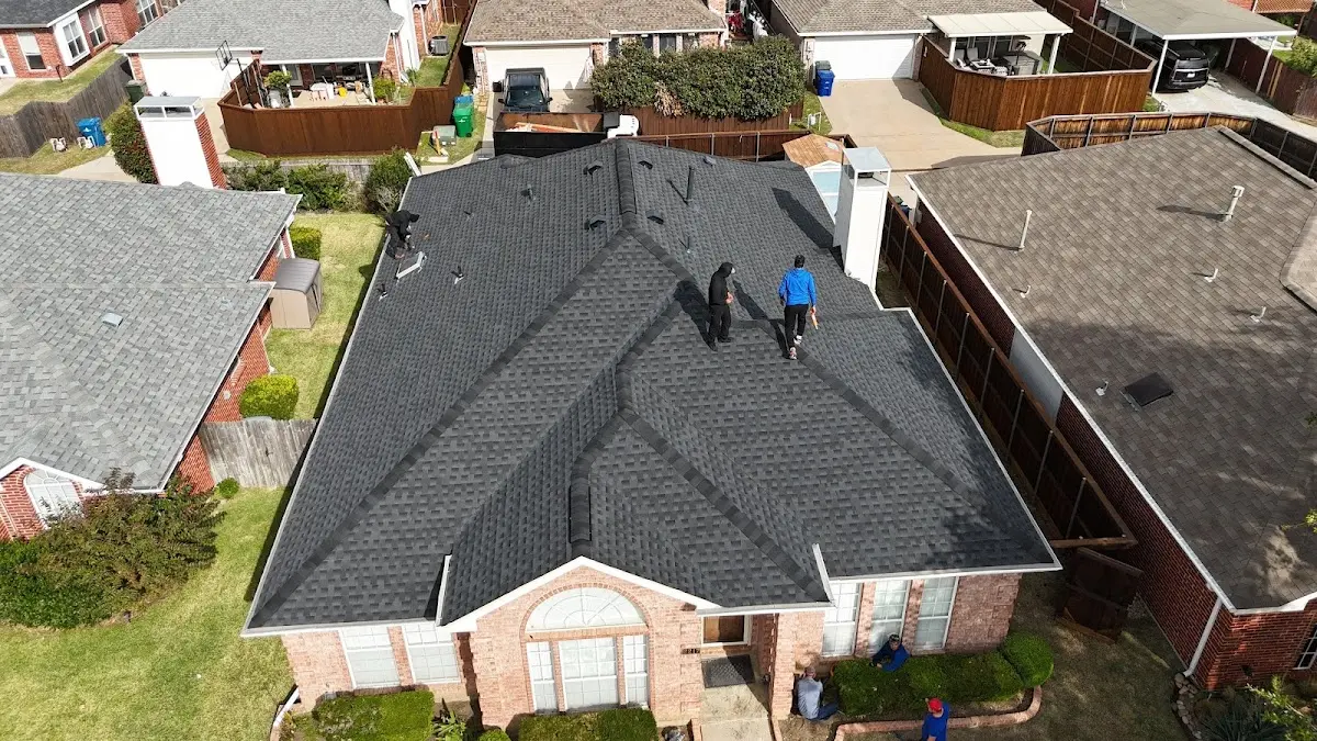 Slate & Tile Roof Repair work in progress on a Tulsa property